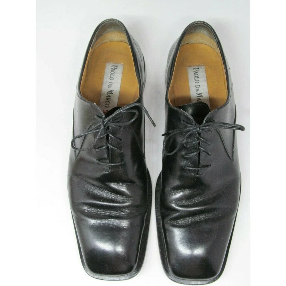 Paolo De Marco Black  Plain Toe Square Toe Oxfords  Mens Size US 11.5 M defect